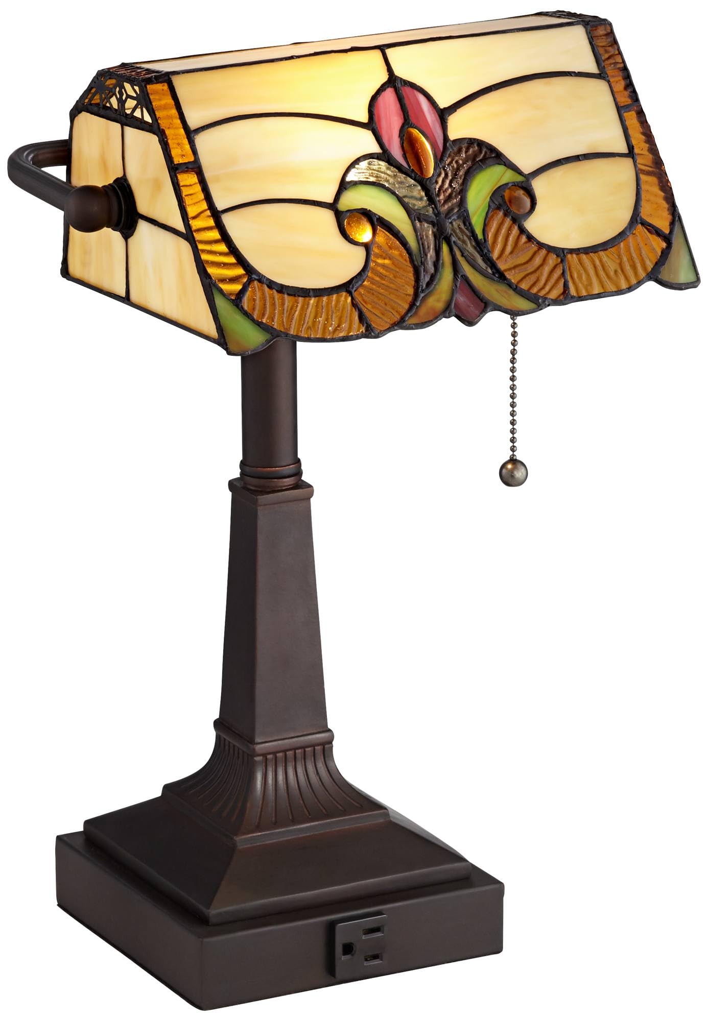 Robert Louis Tiffany Fleura Traditional Tiffany Style Piano Banker